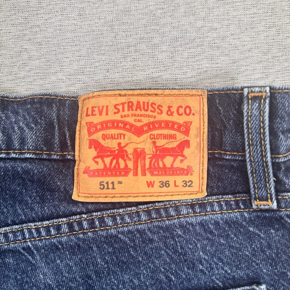 Levis 511 Slim Fit Jeans Mens 36x32 (34x32) Dark Wash Blue Stretch Denim Pants